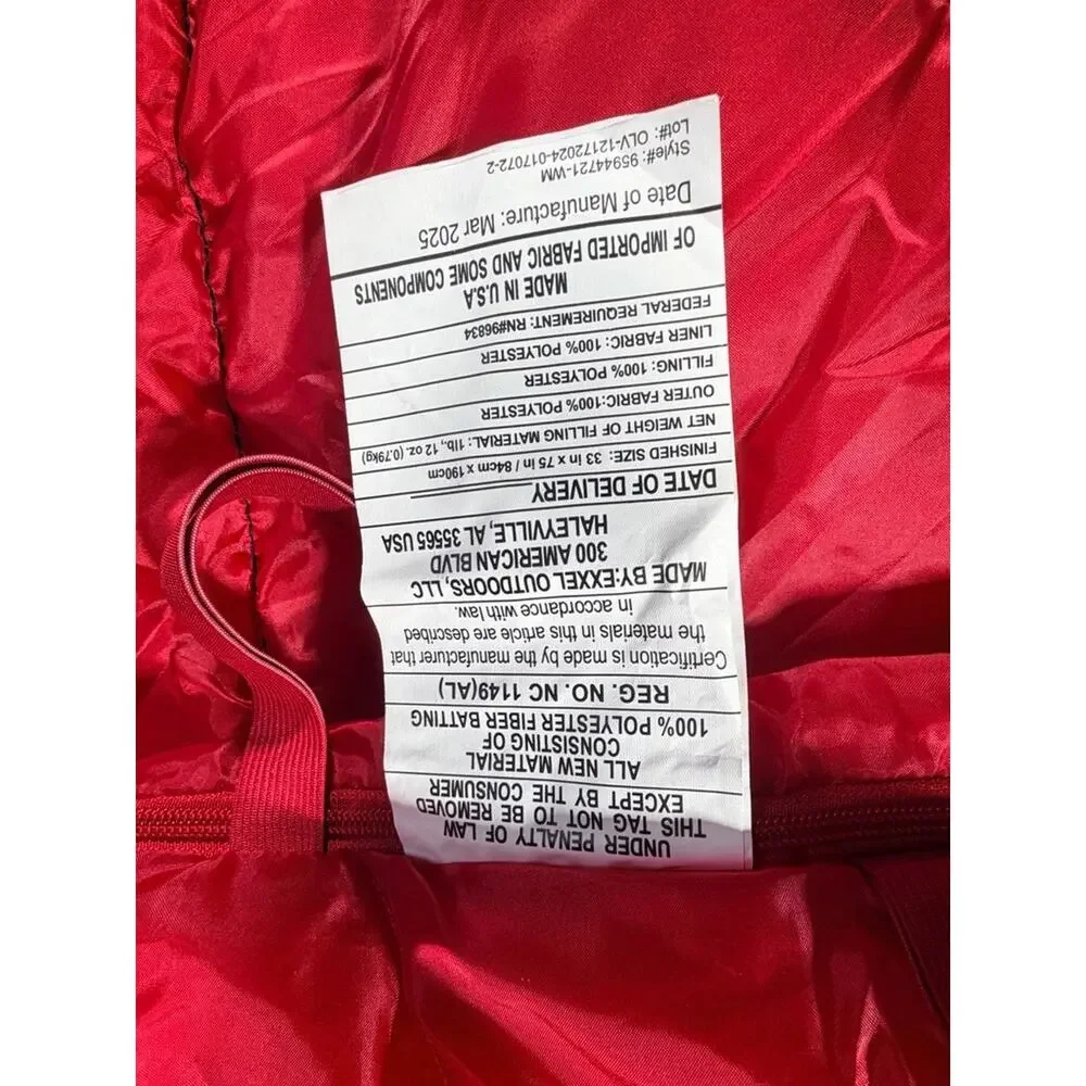 Ozark Trail 50 Degree Warm Weather Sleeping Bag 33 x 75 inches Red & Gray